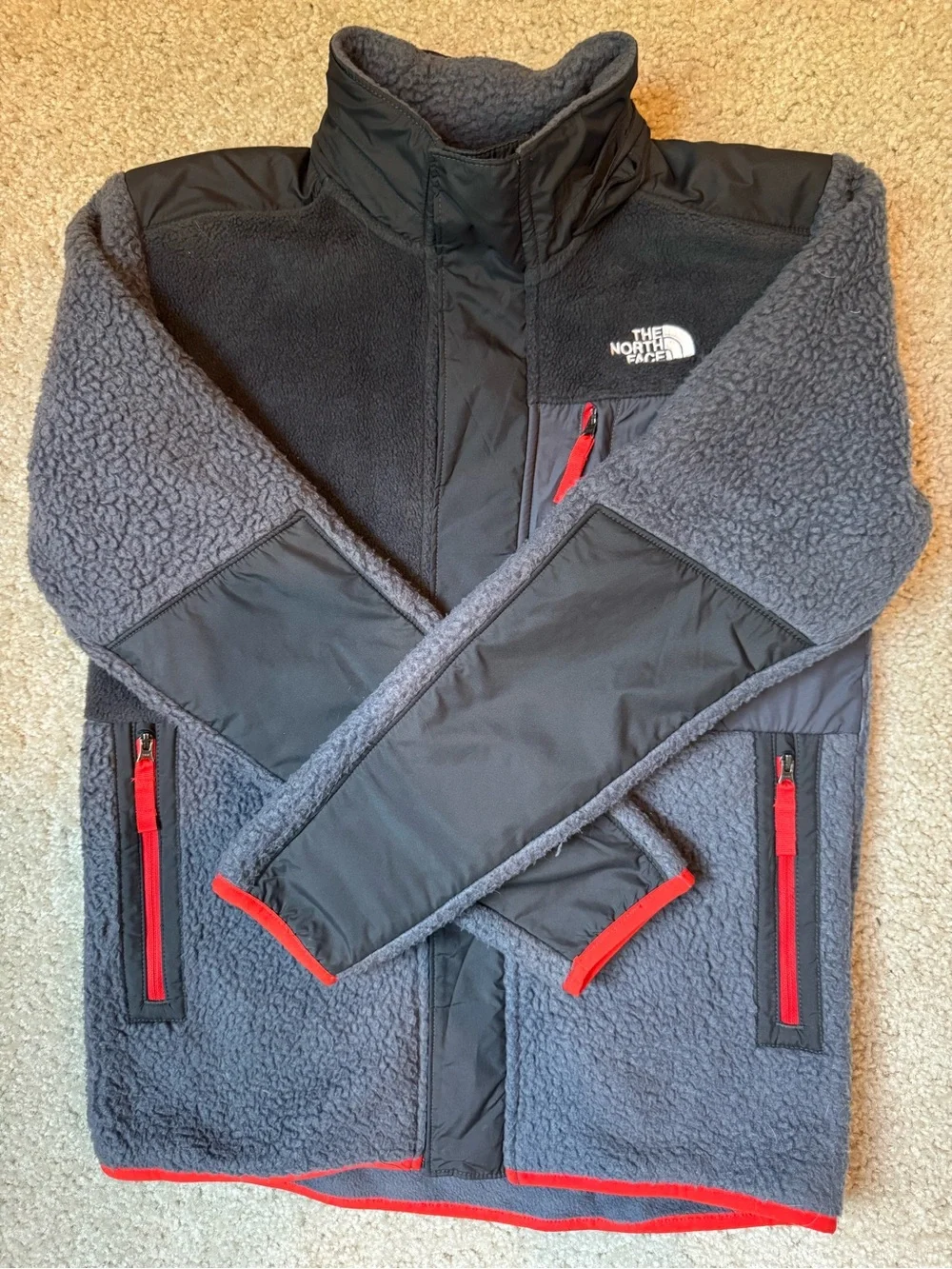 The North Face Kids Gray Sherpa Puffer Jacket - Boys Large 14/16